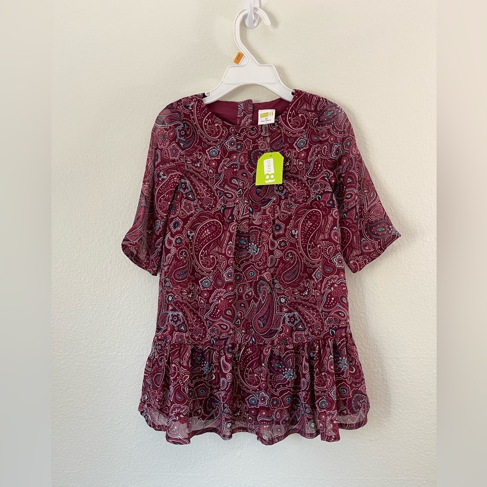 Crazy 8 Toddler Girl Burgundy Paisley Print Dress in size 3T